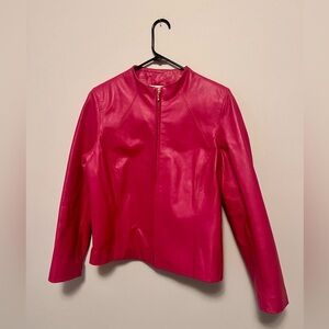 Yvonne le Marie 100% Lamb Leather Jacket Size 12 Hot Pink – Premium Soft Leather